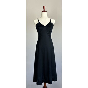 Vintage Textron Slip Womens 32/12 Tall‎ Black Midi Adjustable Straps